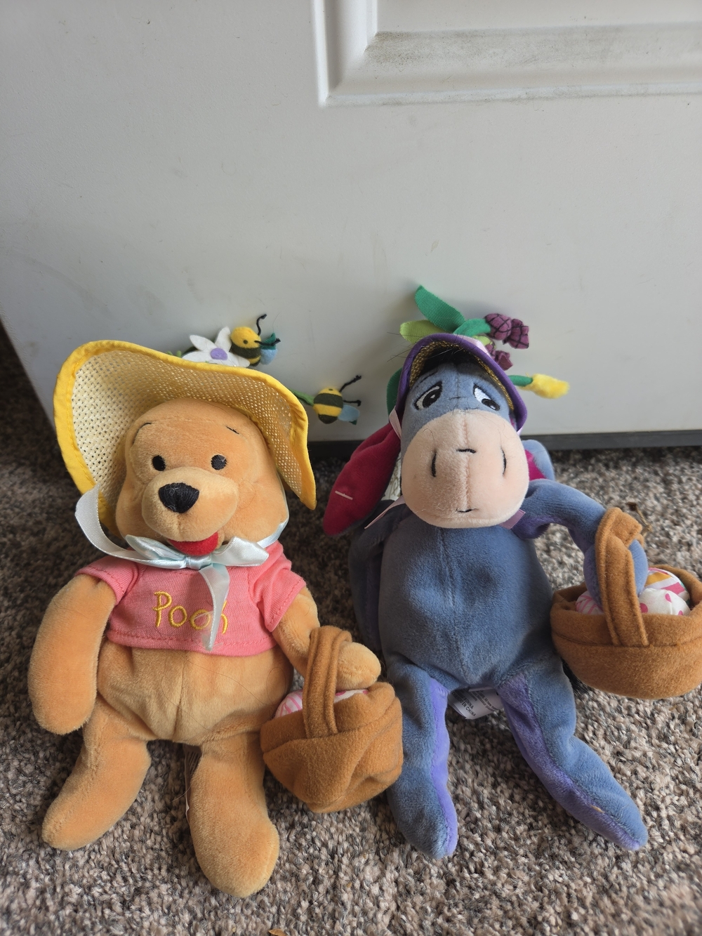 Disney Yellow Pooh & Blue Eeyore Plush Set with Baskets